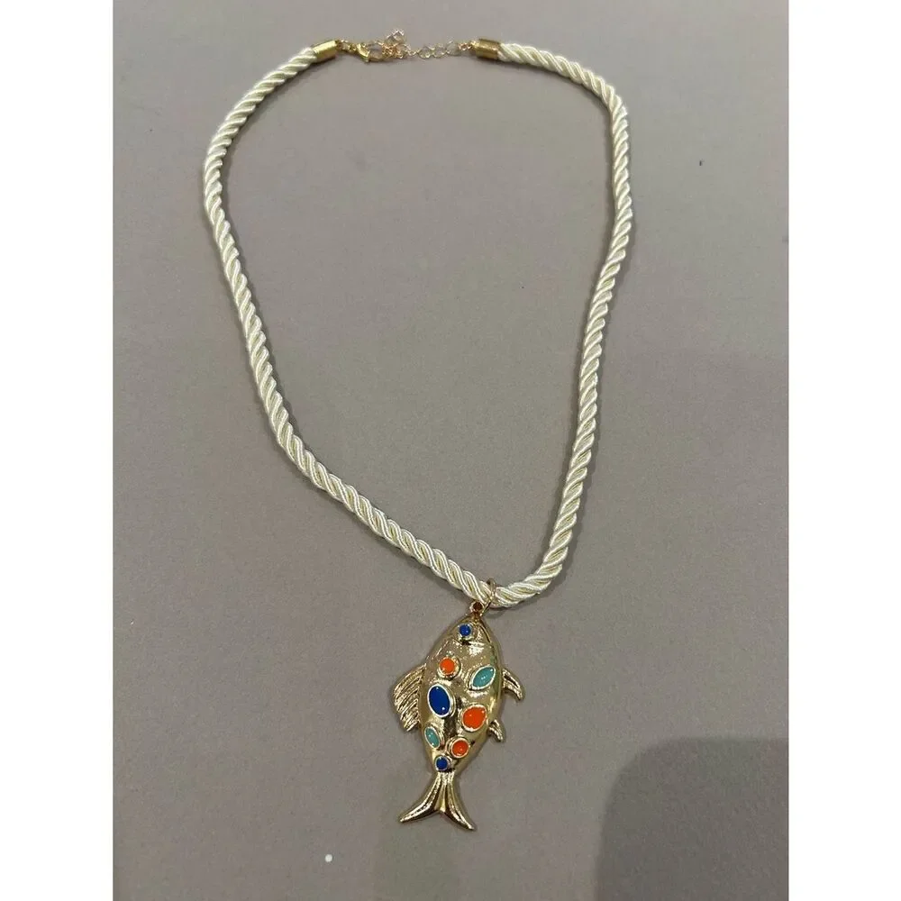 Gold Fish Pendant Necklace A1664